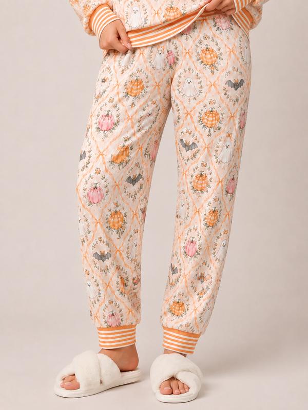 Women’s Halloween Pumpkin & Ghost Pajama Set