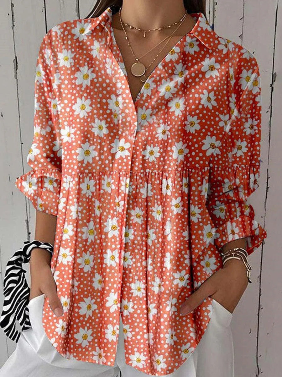 Romantic Floral Print Long Sleeve Top