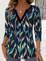 Vintage Casual V-neck Long Sleeve Blouse