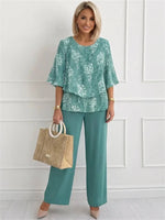 Fresh Teal Floral Two Piece Set