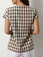 Plaid Casual Summer Round Neck Blouse
