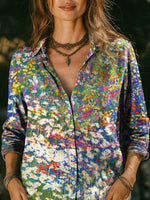 Women's Floral Print Casual Long Sleeve Shirt