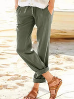 Solid Color Casual Straight leg Pants