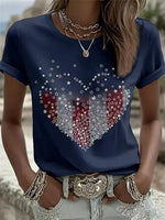 Women's Retro American 250th Anniversary Patriotic Print Round Neck Short Sleeve T-shirt