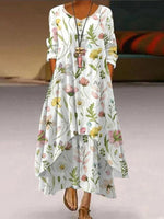 Youthful Print Round Neck Maxi Dress