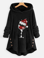 BlackCasual Graphic Tops Hooded Printed Long Sleeve Xmas Sweatshirt