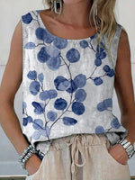 Vintage Casual Round Neck Sleeveless Tank Top