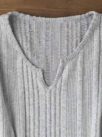 Button Plain Notched Neck Long Sleeve Blouse