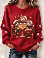 Casual Christmas Crew Neck Long Sleeve Sweatshirt