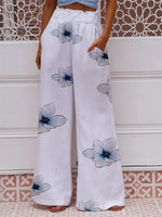 Floral Print with Pockets Casual Pants