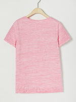 Casual Solid Embroidery V-neck Short Sleeve T-shirt