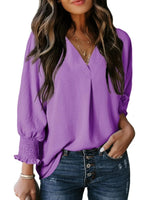 Casual 3/4 Sleeve V Neck Loose Fit Basic Tees