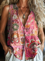 Stunning V-Neck Pink Sleeveless Top