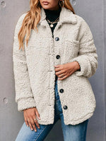 Creme light Casual Stand Collar Solid Long Sleeve Jacket