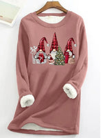 Christmas Pullover Plush Casual Round Neck Long Sleeve Sweatshirt