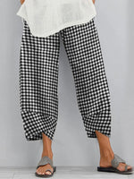 Soft Plaid Cropped Stitching Pants