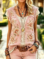 Women's Floral Print Cotton Sleeveless Vest