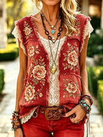 Women's Floral Print Cotton Sleeveless Vest