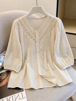 Women's Floral Print Casual Round-Neck Long-Sleeve Shirt