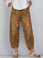Women's Retro Floral Art Print Jeans