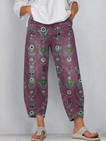 Women's Retro Floral Art Print Jeans