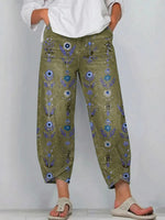 Women's Retro Floral Art Print Jeans