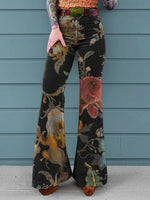 Women's Retro Print Casual Wide-Leg Pants