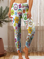 Women's Hippie and Peace Print Stretch Leggings