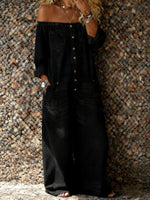 Women's Casual Long-sleeved Washed Cotton Denim Jumpsuit