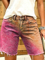 Women's Retro Print Denim Shorts