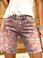 Women's Retro Print Denim Shorts