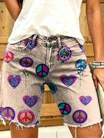 Women's Hippie Print Art Denim Shorts