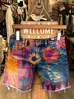 Women's Bohemian Floral Art Print Casual Denim Shorts