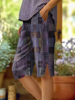 Women's Vintage Patchwork Art Printed Cotton And Linen Casual Pants