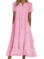 Women's Elegant Cutout V-Neck Maxi Dress