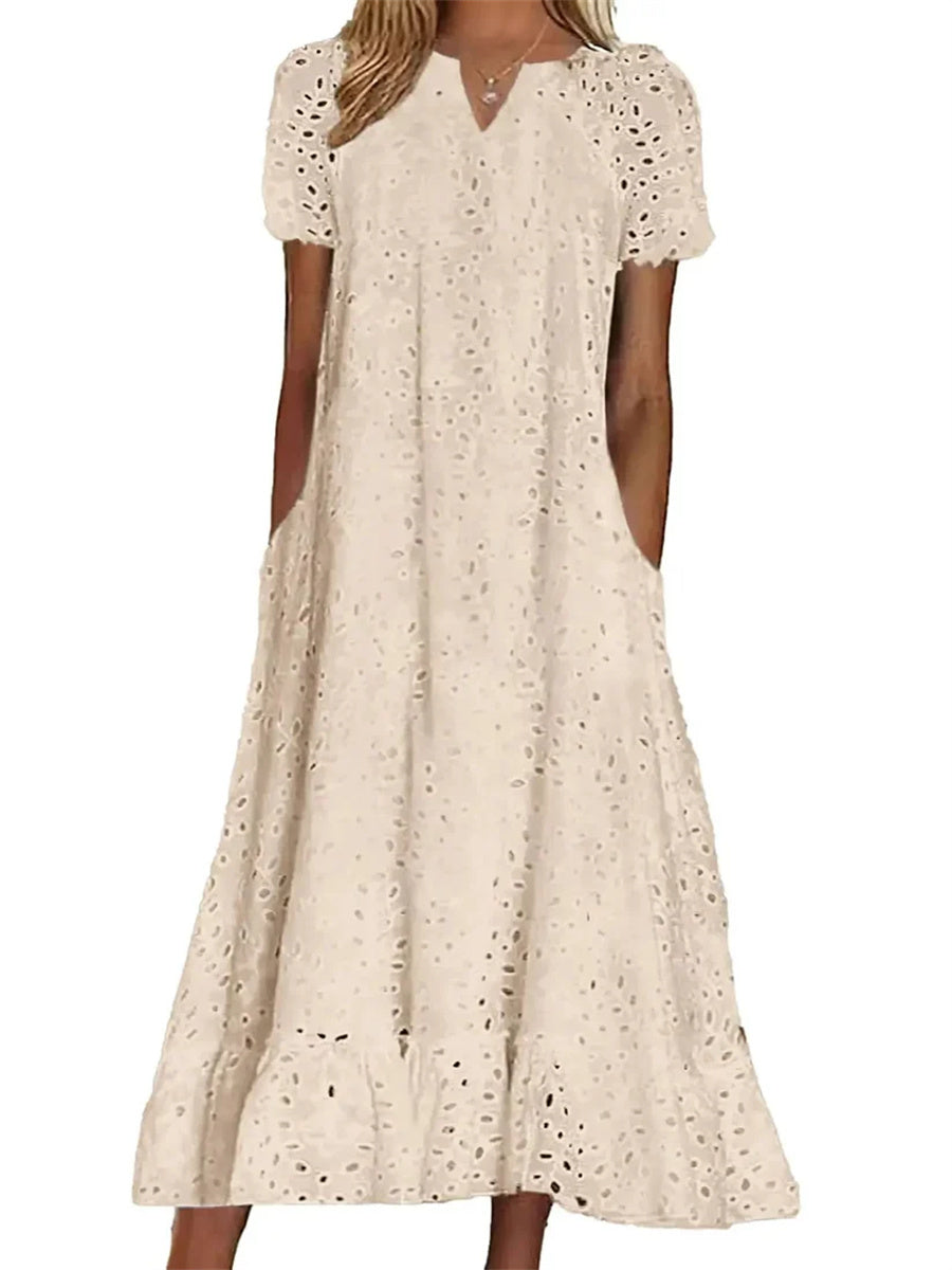 Women's Elegant Cutout V-Neck Maxi Dress