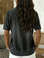 Short-sleeved Polo Collar Denim Pullover Shirt