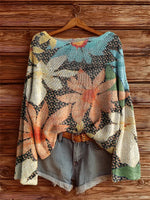 Women's Bohemian Floral Art Print Casual Pullover Sweater