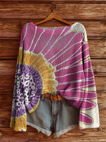 Women's Bohemian Floral Art Print Casual Pullover Sweater