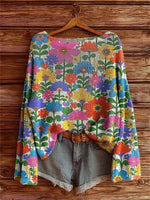 Women's Watercolor Floral Power Art Pattern Print Casual Pullover Sweater