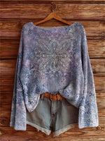 Women's Vintage Ethnic Floral Art Print Casual Pullover Sweater