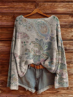 Women's Retro Paisley Floral Art Print Casual Pullover Sweater