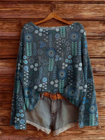 Women's Vintage Ethnic Floral Tattoo Pattern Art Print Casual Pullover Sweater