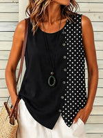 Black Polka Dot Asymmetric Sleeveless Tank Top