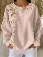 Casual Floral Crew Neck Long Sleeve Sweatshirt