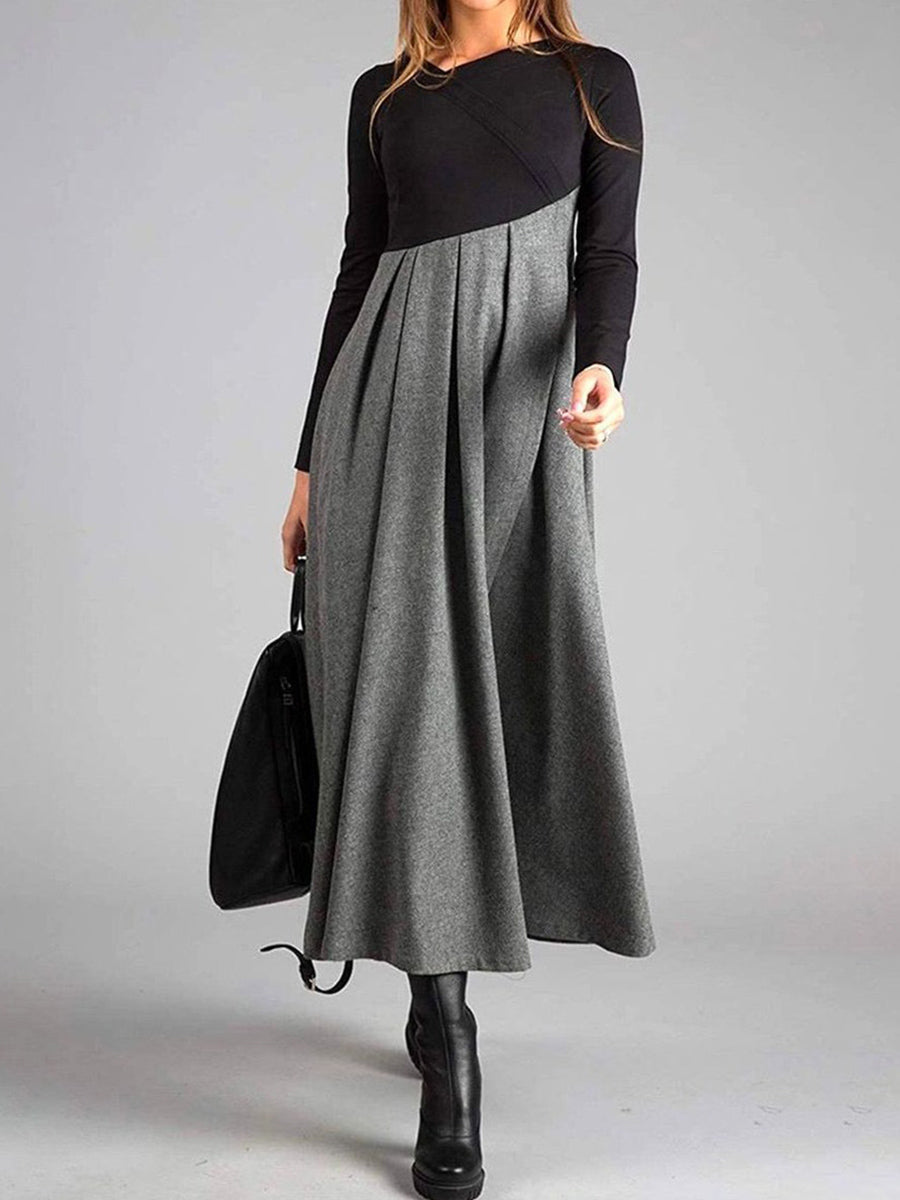 Long Sleeve Color Block Maxi Dress