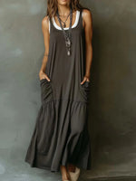 Minimalist Sleeveless Plain Maxi Dress