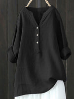 Standing Collar Solid Color Button Up Long Sleeve Top