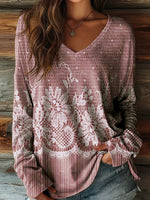Stylish V-Neck Long Sleeve Top