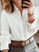 White Plain Long Sleeve Work Blouse